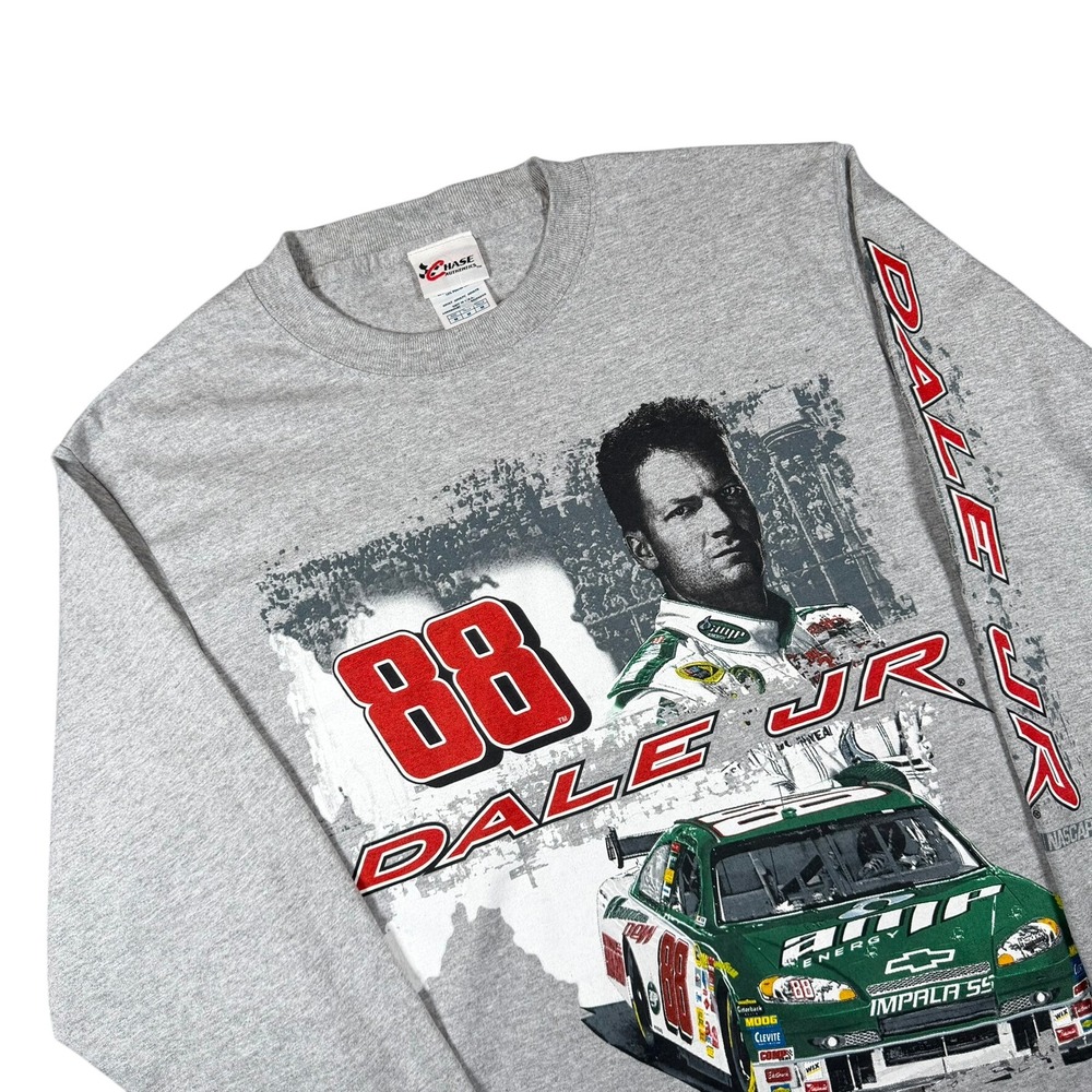 Chase Authentics Dale Earnhardt Jr NASCAR Mens Size M Gray Long Sleeve Racing